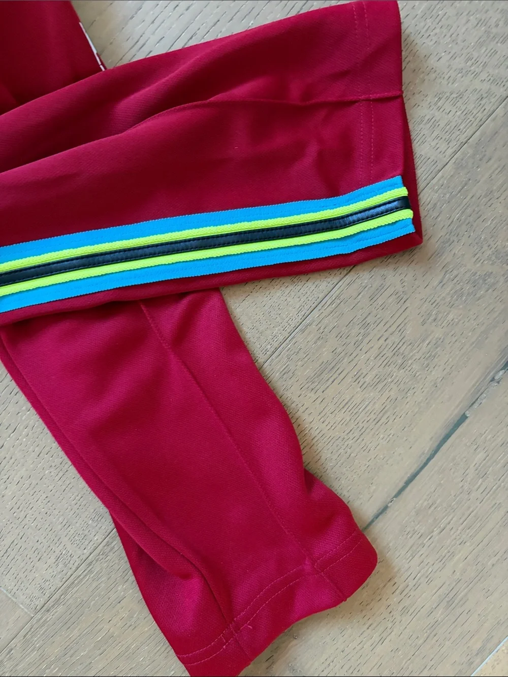 Red Track Pants with Side Stripe Detail